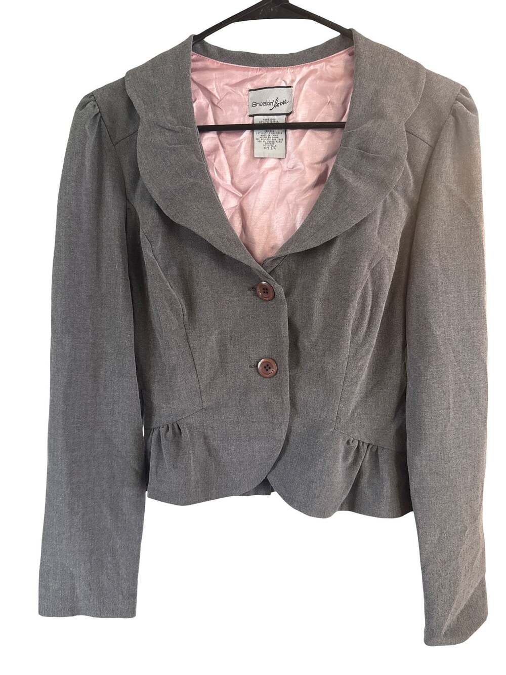 Breakin' Loose Gray Peplum Blazer Jacket Size 3/4